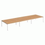 PÔLE 6 BUREAUX L 540 CM PLATEAUX HÊTRE, PIÈTEMENT MÉTAL BLANC - TEAM LINE