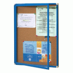 VITRINE D\'INTÉRIEUR STANDING FOND LIÈGE 93 X 67 CM 9 A4 COLORIS BLEU RAL 5015 - MANUTAN COLLECTIVITÉS