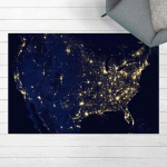 MICASIA - TAPIS EN VINYLE - NASA PICTURE USA FROM SPACE BY NIGHT - PAYSAGE 2:3 DIMENSION HXL: 140CM X 210CM