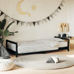 CADRE DE LIT POUR ENFANTS NOIR 90X200 CM BOIS DE PIN MASSIF