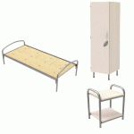 PACK THÉLIA LIT 80X190 SOMMIER AGGLO CHEVET + ARMOIRE PIN CRÈME/GRIS - MANUTAN COLLECTIVITÉS
