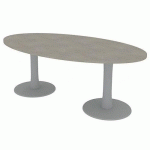 TABLE DE RÉUNION PLATEAU OVALE L.200 BÉTON 2 PIEDS - QUADRIFOGLIO