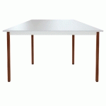 TABLE MODULAIRE DOMINO TRAPEZE - L. 120 X P. 60 CM - PLATEAU GRIS - PIEDS BRUNS