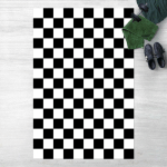 MICASIA - TAPIS EN VINYLE - GEOMETRICAL PATTERN CHESSBOARD BLACK AND WHITE - PORTRAIT 3:2 DIMENSION HXL: 180CM X 120CM