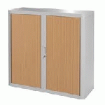 ARMOIRE À RIDEAUX DÉMONTABLE EASYOFFICE 104 X 110 CM CORPS GRIS - RIDEAUX HÊTRES