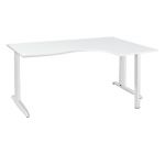 BUREAU COMPACT RETOUR À DROITE ACTUAL - L. 180 X P. 120 CM - PLATEAU BLANC - PIEDS L BLANC