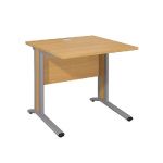 BUREAU DROIT VARIATION TENDANCE - L. 80 X P. 80 CM - PLATEAU HÊTRE - PIEDS ALUMINIUM - CARTERS FINITION HÊTRE