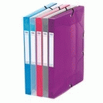 CHEMISE BOX PLASTIQUE OXFORD 24 X 32 CM DOS 2,5 CM - COULEURS ASSORTIES - LOT DE 12