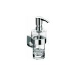 DISTRIBUTEUR DE SAVON LIQUIDE METO RÉCIPIENT VERRE CRISTAL CLAIR, POMPE DOSEUSE CHROME EMCO