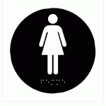 LOT DE 2 - PLAQUE EN RELIEF ET BRAILLE TOILETTES FEMMES - DIAM 10CM - NOIR