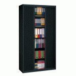 ARMOIRE MÉTAL À RIDEAUX DÉMONTABLE CLASSIQUE H 220 X L 120 CM CORPS NOIR / RIDEAUX NOIR