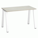 BUREAU DROIT ECLA CHÊNE GRIS L 120 X P 60 CM PIÈTEMENT MÉTAL FINITION BLANC