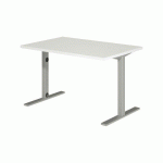 BUREAU DROIT OPTYMA L 120 CM PLATEAU BLANC PIEDS FINITION ALUMINIUM