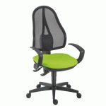 CHAISE DE BUREAU HOLLY TISSU ET MAILLE VERT - DOSSIER HAUT SANS ACCOUDOIRS - MÉCANISME CONTACT PERMANENT - PIEDS NOIR