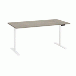 BUREAU RÉGLABLE EN HAUTEUR ÉLECTRIQUE CHÊNE GRIS ECLA ERGO PREMIUM 160 X 80 CM PIEDS BLANC