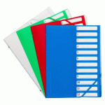 LOT DE 4 - TRIEUR PLASTIQUE BRUNEAU À RABATS 12 DIVISIONS A4 - COULEURS ASSORTIES