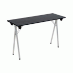 TABLE PLIANTE DE FORMATION L 120 X P 40 BOIS ZONZA NOIR PIED ALUMINIUM
