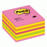 BLOC-CUBE REPOSITIONNABLE COULEURS NÉON ROSE POST-IT 76 X 76 MM - BLOC DE 450 FEUILLES
