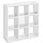 MTI BIBLIOTHÈQUE MULTI-CASES 9 CASES MT1 ÉLÉGANCE COLORIS BLANC - DIMENSIONS : L107 X H107 X P33 CM