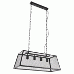 SUSPENSION STOCK FORME TRAPÈZE 4 LUMIÈRES EN MÉTAL GRILLAGÉ PEINT NOIR - MANUTAN COLLECTIVITÉS