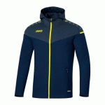 VESTE DE FOOT À CAPUCHON FEMME - JAKO - CHAMP 20 BLEU MARINE/JAUNE