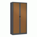 ARMOIRE MÉTAL PORTE RIDEAUX PVC LARGEUR 90 CM HAUTEUR 180 CM MERISIER/ANTHRACITE - MANUTAN COLLECTIVITÉS