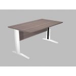 BUREAU DROIT PRONTO PRESTIGE - L.140 X P.80 CM - PLATEAU CENDRE - PIEDS L BLANC