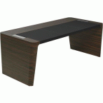 BUREAU X10 190 X P100 X P76 ÉBÈNE INSERT CUIR NOIR - QUADRIFOGLIO