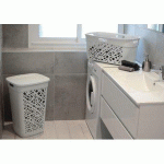 PANIER À LINGE ALMERIA, AVEC COUVERCLE, 60 L, GRIS