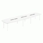TABLE MODULABLE BELEM L 520 X P 140 CM -18 PERSONNES BLANC MÉLAMINÉ/BLANC
