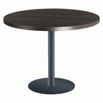TABLE RONDE SHINY 100 CM NOIRE ÉBÈNE PIED MÉTAL ANTHRACITE