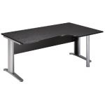 BUREAU DROIT PRONTO MÉTAL - L.120 X P.80 CM - PLATEAU NOIR - PIEDS L ALUMINIUM