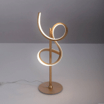 JUST LIGHT. LAMPE DE TABLE LED CURLS, LAITON, MÉTAL, HAUTEUR 53 CM, INTENSITÉ VARIABLE