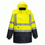 PORTWEST S426 PARKA HAUTE-VISIBILITÉ 7-EN-1 TRAFFIC CONTRAST JAUNE/MARINE - TAILLE XS