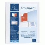 CLASSEUR PP PERSONNALISABLE KREACOVER - 4 ANNEAUX EN D 25MM - A4 MAXI - BLANC - LOT DE 10