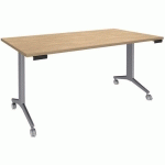 TABLE 160X80 CM CHÊNE CLAIR/PIED ALU - SIMMOB