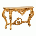 TABLE CONSOLE EN BOIS AVEC FINITION FEUILLE D'OR ANTIQUE MADE IN ITALY