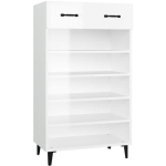 VIDAXL - ARMOIRE À CHAUSSURES BLANC BRILLANT 60X35X105CM BOIS INGÉNIERIE