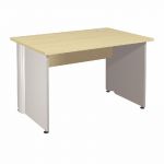 BUREAU DROIT ACTIVITY - L. 120 X P. 80 CM - PLATEAU HÊTRE - PIEDS PLEINS 'ALUMINIUM'