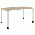 BUREAU MOBILE ARIAL - 140X80CM - H 735CM - CHÊNE - BLANC - EOL