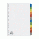 LOT DE 2 - INTERCALAIRE A4+ CARTE BRISTOL BLANCHE BRUNEAU 12 ONGLETS NUMÉRIQUES MULTICOLORES - 1 JEU