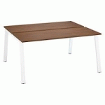 PÔLE DE 2 BUREAUX DROITS NOYER L 160 X P 60 CM, PIÉTEMENT MÉTAL BLANC - ARCH