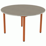 TABLE CARÉLIE RONDE Ø120 T5 STR POLY. ÉRABLE G. BEIGE/PAPAYE - MOBIDECOR