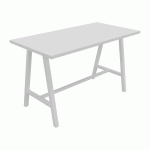TABLE HAUTE SYNERGY L 180 X P 90 X H 107 CM PIED MÉTAL BLANC PLATEAU BLANC