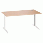 BUREAU DROIT L 160 CM PIÈTEMENT EXCELLENS MÉTAL PLUS CHÊNE CLAIR / BLANC
