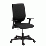 CHAISE DE BUREAU NAO TISSU NOIR - DOSSIER HAUT ACCOUDOIRS - MÉCANISME CONTACT PERMANENT - PIEDS NOIR