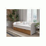 PACK LIT BANQUETTE GIGOGNE FLOCON + 2 MATELAS  BLANC ET NOISETTE 80X190 CM/OPT:MATELAS ELBE HD