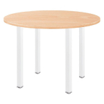 TABLE RONDE ACTUAL - L. 100 X 100 CM - PLATEAU HETRE - 4 PIEDS CARRES BLANC