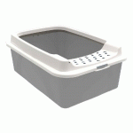 BAC À LITIÈRE AVEC REBORD POUR CHAT - GRIS - ANIMALIS