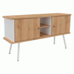 BAHUT LUMYA L 143,5 X P 40 X H 75 CM PIED MÉTAL BLANC 2 PORTES CHÊNE NATUREL